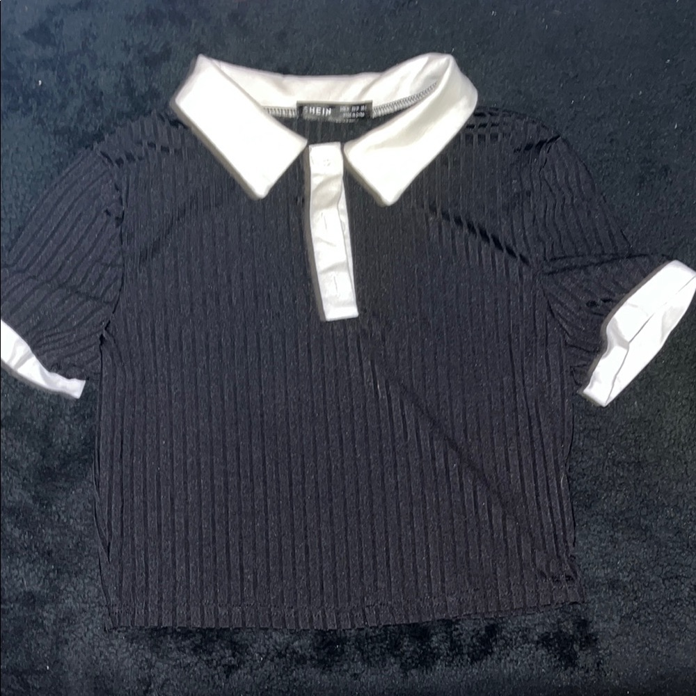 Black and White Collared Top